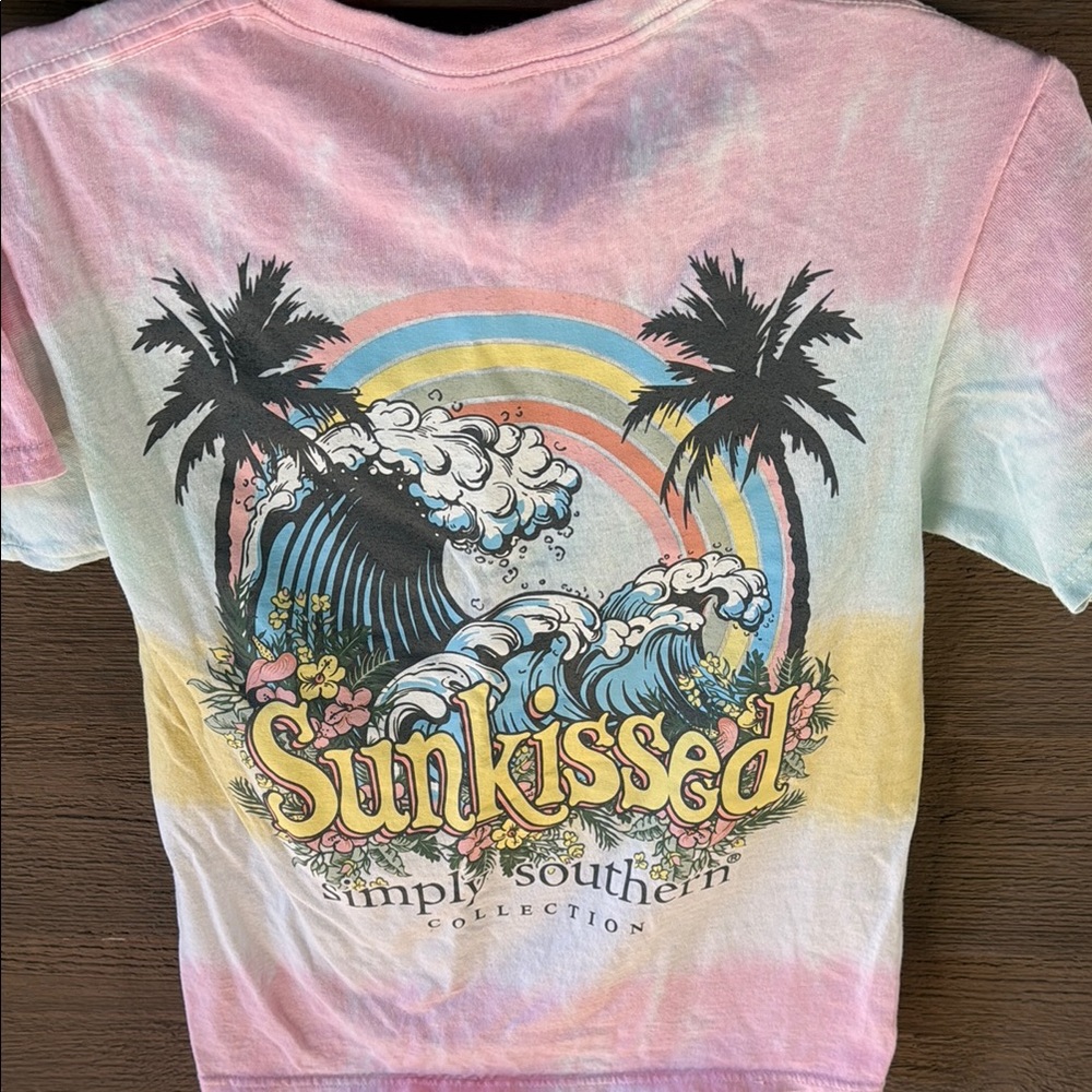 Simply Southern Pink and Yellow Tie-Dye Short Sleeve Tee - Picture 5 of 6